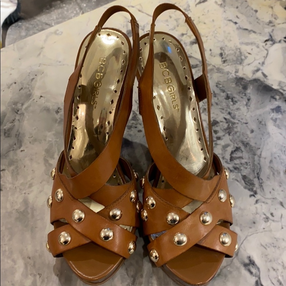 BCBGirls leather studded platform heels